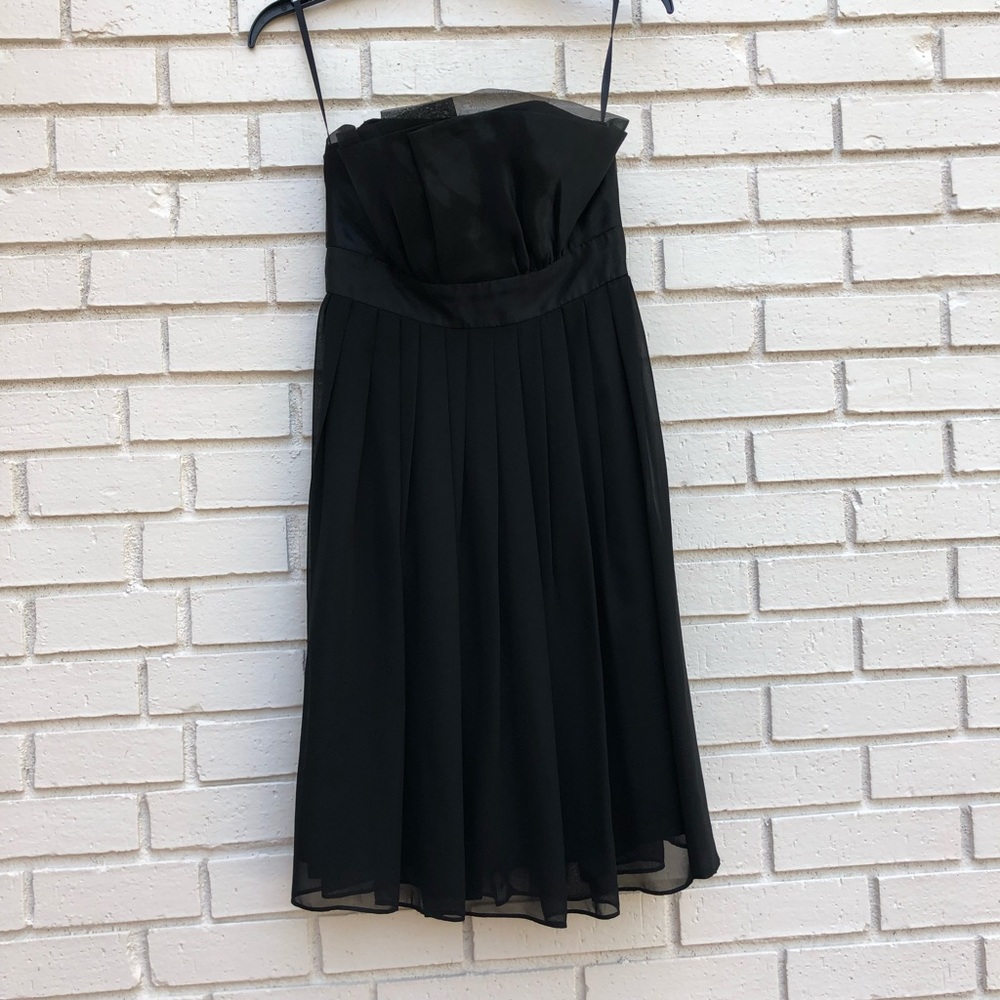 White House Black Market Strapless Chiffon LBD